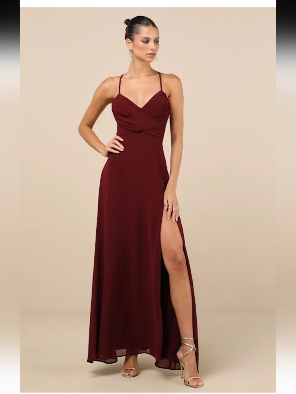 Lulus Event Ready Burgundy Backless Lace Up  Maxi Dress Size 3X New - Picture 5 of 8